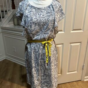 Gabby Skye Gray and Yellow Floral Dress Sz 6